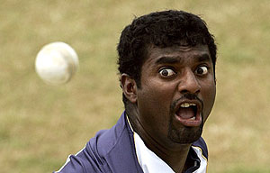 Sri Lankan spinner Muttiah Muralitharan -- AP Photo/Aman Sharma