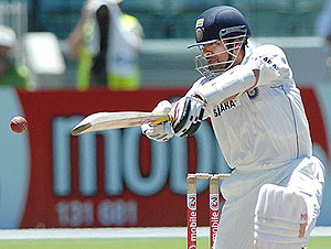 Indian batsman Sachin Tendulkar nicks a delivery from Australian bowler Brett Lee - AAP Image/Julian Smith