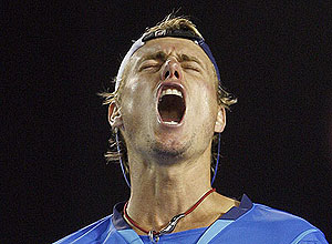 Lleyton Hewitt of Australia as he plays Novak Djokovic. AP Photo/Dita Alangkara