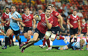 Queensland’s Chris Latham gets into space, Queensland Reds v South African Bulls - AAP Image/Dave Hunt