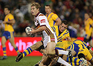 Brett Finch with the ball during Representative Rugby League, Country v City match at WIN Stadium, Friday, May 2, 2008.AAP Image/Action Photograhics, Grant Trouville