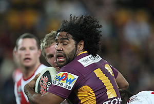 Sam Thaiday in action during the NRL Round 23 Match, Brisbane Broncos v St George Illawarra Dragons at Lang Park, Friday, Aug. 15, 2008. The Dragons beat the Broncos 24-20. AAP Image/Action Photographics, Colin Whelan