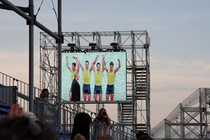 Then big screen at the Beijing Olympics. Photo by Elizabeth Chapman
