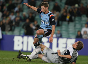 Sydney FC and Melbourne Victory in action last month in Sydney. (AAP Image/Jason McCawley) 