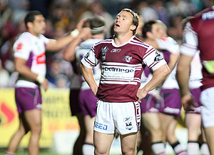 Matt Orford looking dejected during the NRL Round 22, Manly-Warringah Sea Eagles v Melbourne Storm at Brookvale Oval, Sydney, Friday Aug. 8, 2008. Storm won 16-10. AAP Image/Action Photographics, Grant Trouville