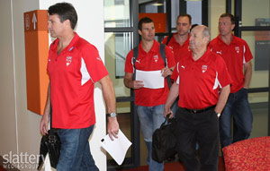 Sydney coach, Paul Roos, arrives for AFL trade week discussions held at Telstra Dome in Melbourne. GSP Images