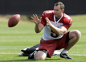Arizona Cardinals' Ben Graham, of Australia, works on snap drills for field goal attempts during afternoon practice at the Tampa Bay Buccaneers training facility Wednesday, Jan. 28, 2009, in Tampa, Fla. The Cardinals will face the Pittsburgh Steelers in Super Bowl XLIII in Tampa, on Sunday. AP Photo/Ross D. Franklin