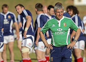 British and Irish Lions team coach Ian McGeechan attends a training session in Johannesburg, Tuesday, May 26, 2009. The Lions are in the country for a three-test tour. AP Photo