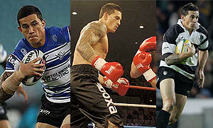 Sonny Bill Williams in action in Rugby League, Boxing and Union