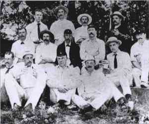 F Hearne (back, third from left) with the 1888/9 England team that played in the first Test at Port Elizabeth,