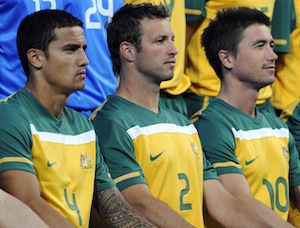Australia's Socceroos World Cup players, Tim Cahill, Lucas Neill and Harry Kewell