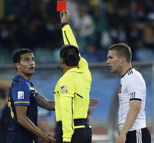 Tim Cahill sent off against Germany at World Cup