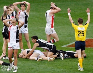 2010 AFL grand final between St Kilda and Collingwood ends in a draw.