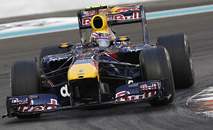 Red Bull driver Mark Webber of Australia steers his car during the Qualifying for the Emirates Formula One Grand Prix. AP Photo/Kamran Jebreili
