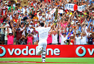 Kevin Pietersen celebrates his double century