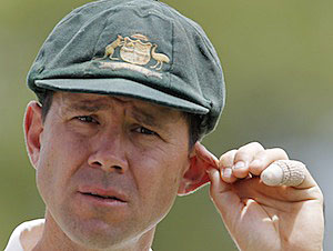 Australian captain Ricky Ponting with his fractured left little finger, after winning the Third Ashes Test Match in Perth.