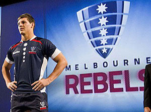 Melbourne Rebels player Luke Jones at the launch of the franchise in Melbourne. AAP Image/James Grant Photography