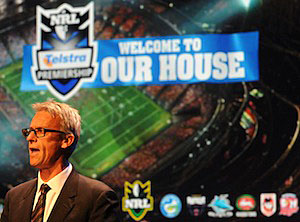 NRL CEO David Gallop speaking during the official launch of the NRL 2011 season.