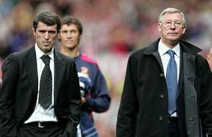 Roy Keane with Sir Alex Ferguson
