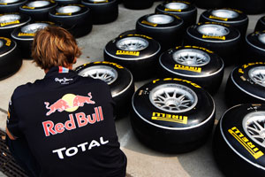 Webber's Formula 1 Pirelli Tyres for use in the Chinese F1 GP