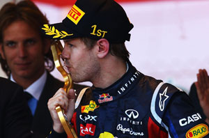 Sebastian Vettel celebrates 