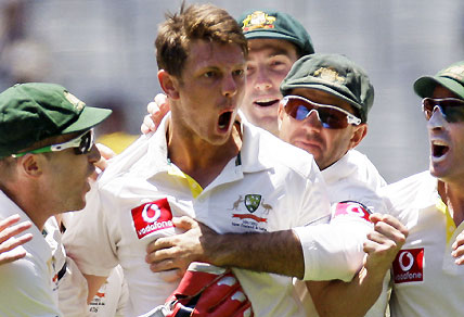 Australian cricketers embrace James Pattinson, but he won't bowl again during the Test cricket season through another injury