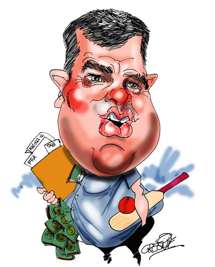 Portrait of Nathan Tinkler by sports caricaturist David Green