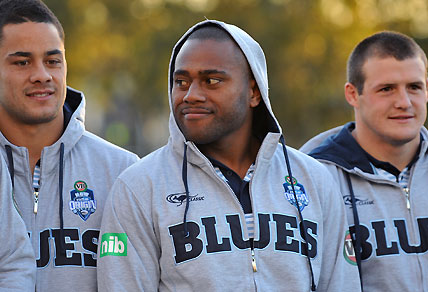 Akuila Uate pulls a face at an Origin photoshoot