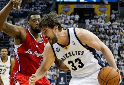 Spanish basketballer Marc Gasol playing for the Memphis Grizzlies. 
