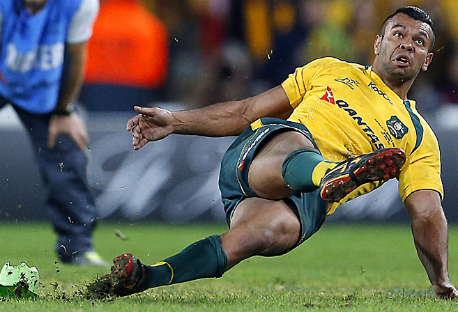 Kurtley Beales infamous slip while attempting to win the game for the Wallabies against the Lions