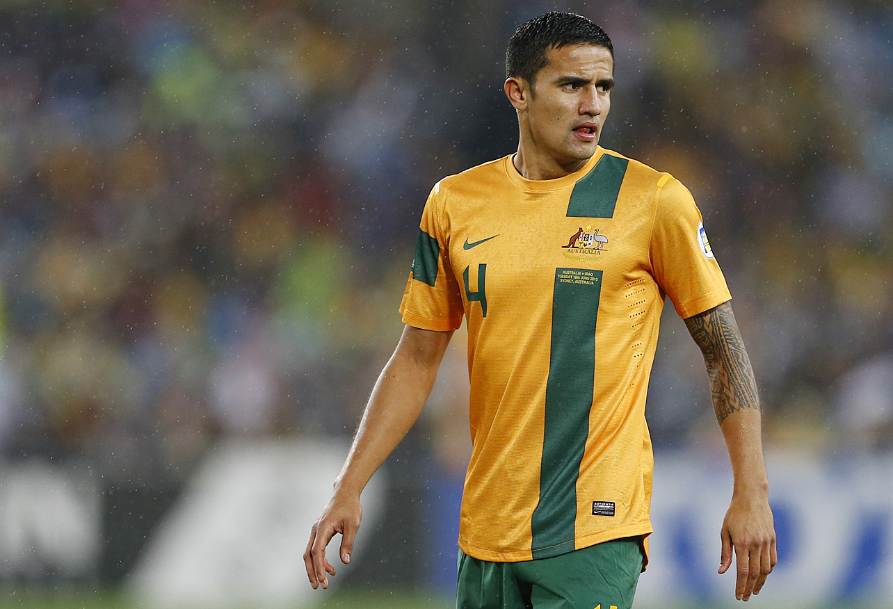 Tim Cahill of the Socceroos during the World Cup Qualifier against Iraq. (Photo: Paul Barkley/LookPro)