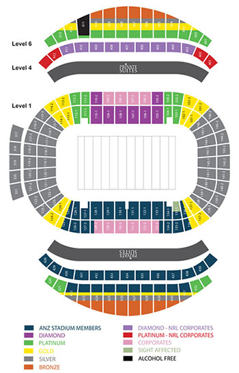 An ANZ Stadium seating plan for the 2013 NRL Grand Final. (Image: Ticketek).