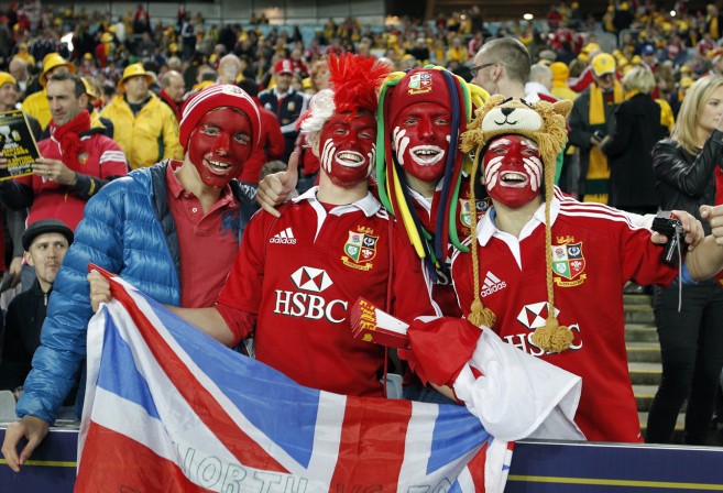 Dedicated Lions fans show their colours before the start of the match. (Photo: Paul Barkley/LookPro)