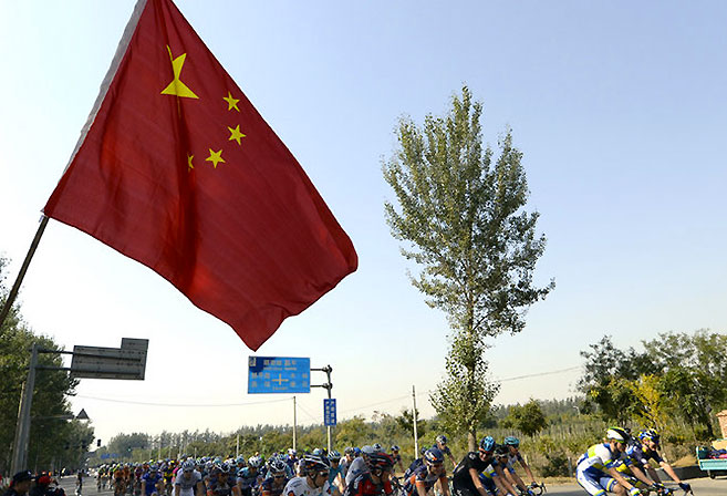 Riders during Stage 2 of the 2013 Tour of Beijing (Image: Team Sky).