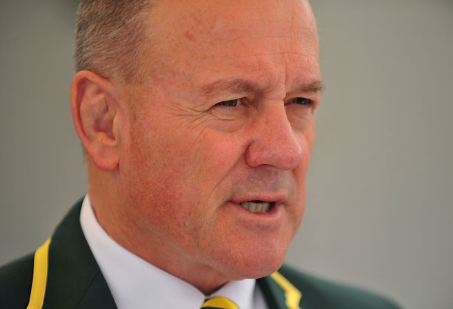 Australian Kangaroos rugby league coach Tim Sheens. (AAP Image/Paul Miller)