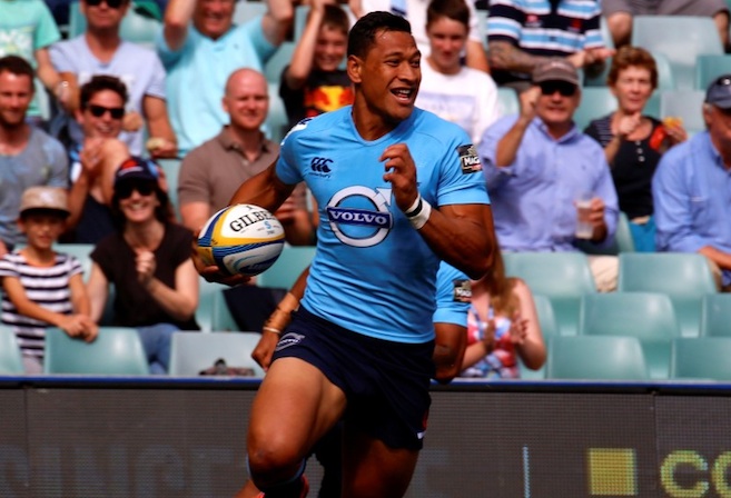 Israel Folau runs in a try for the Waratahs (Source: AJF Photography)