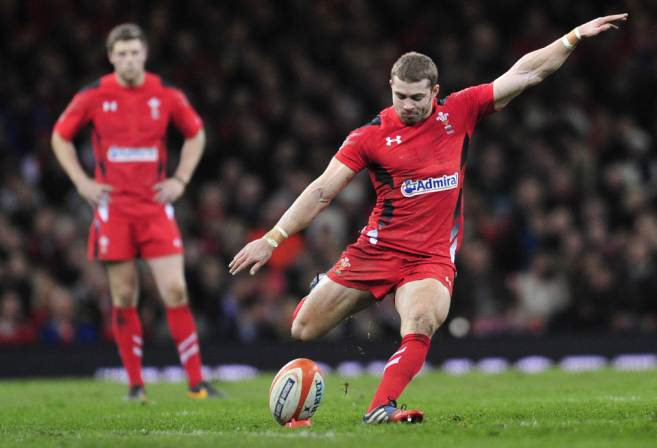 Wales full-back Leigh Halfpenny (AFP PHOTO / CARL COURT - RESTRICTED TO EDITORIAL USE)