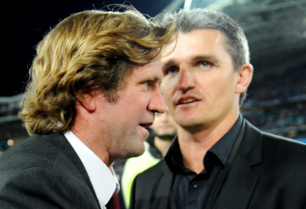 Ivan Cleary and Des Hasler shake hands