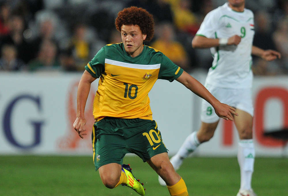 Mustafa Amini playing for the Young Socceroos