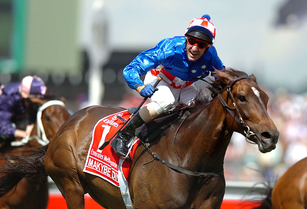 Glen Boss rides Makybe Diva to win the 2005 Melbourne Cup