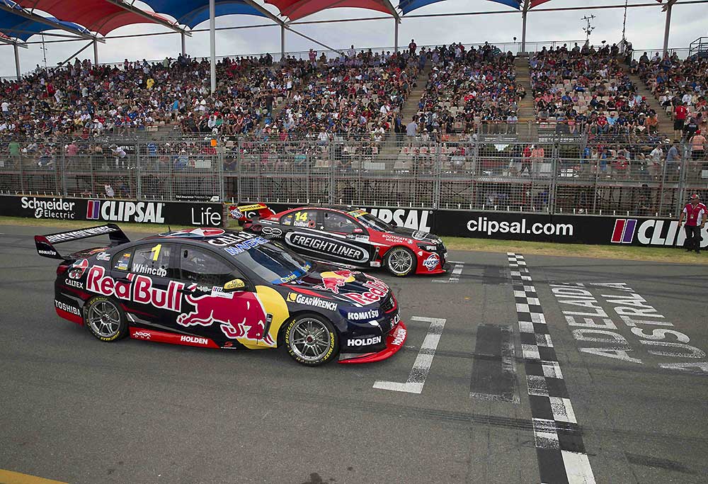 Jamie Whincup races at the Clipsal 500