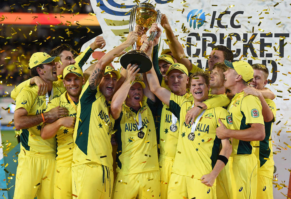 Australia celebrate winning the Cricket World Cup