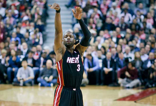 Dwayne Wade shoots for the Miami Heat
