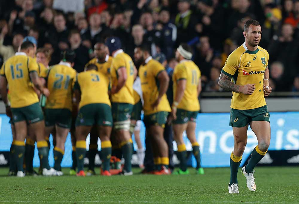 Australia`s Quade Cooper is yellow carded and leave the pitch