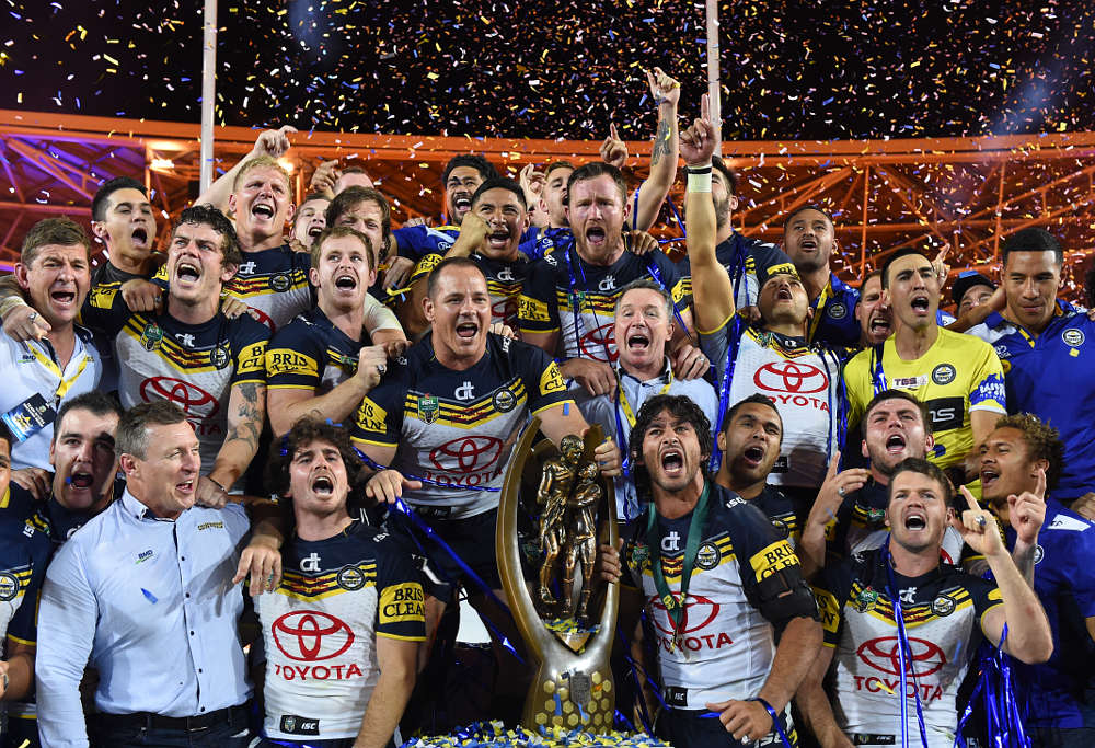 North Queensland Cowboys celebrate winning the 2015 NRL Grand Final