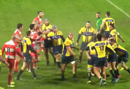 WATCH: Wild all-in brawl mars third division rugby match in France