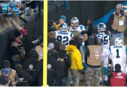 WATCH: Carolina Panthers fan falls out of stands celebrating a touchdown