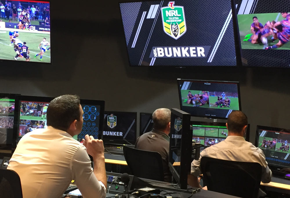 Three refs in the NRL's video bunker