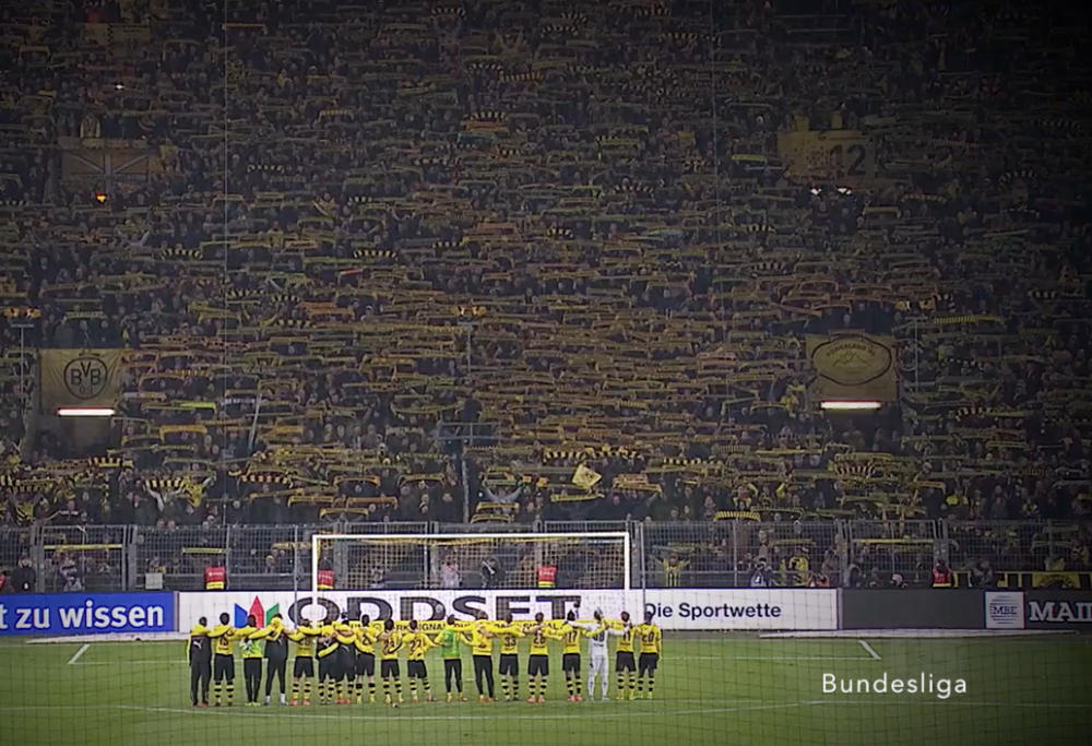 Dortmund's yellow wall, the most passionate corner of a stadium in world football. 