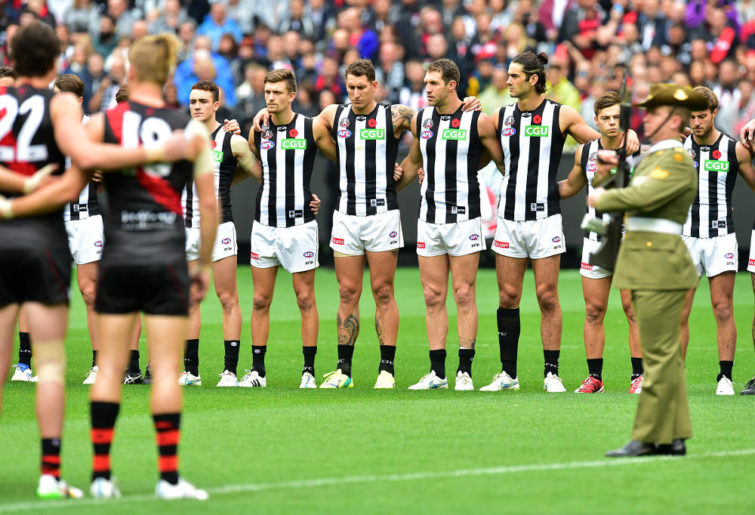 Essendon Bombers Collingwood Magpies Anzac Day AFL 2015